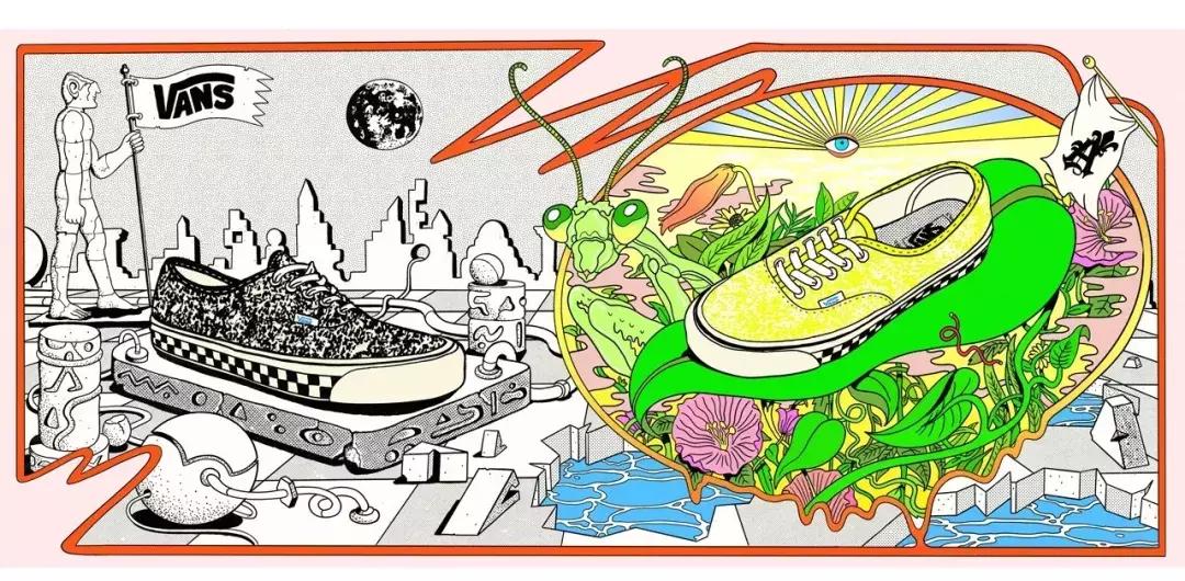 vans两款鞋型结合在一起的鞋,vans黑色联名鞋款