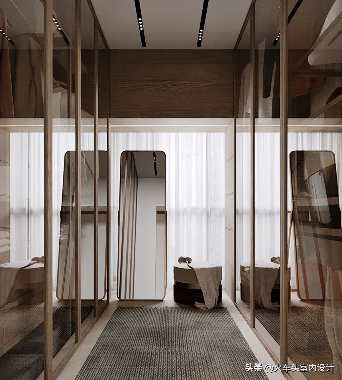 走入式衣帽间设计效果图轻奢风,轻奢简约大气衣帽间