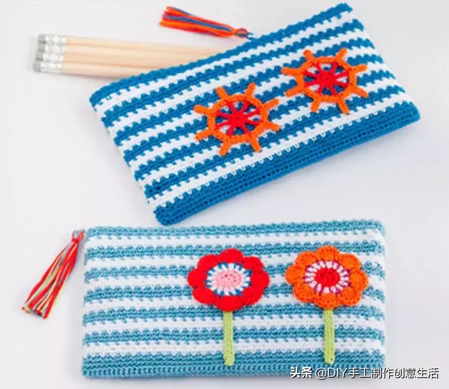 钩漂亮钩针收纳袋,钩笔袋编织教程