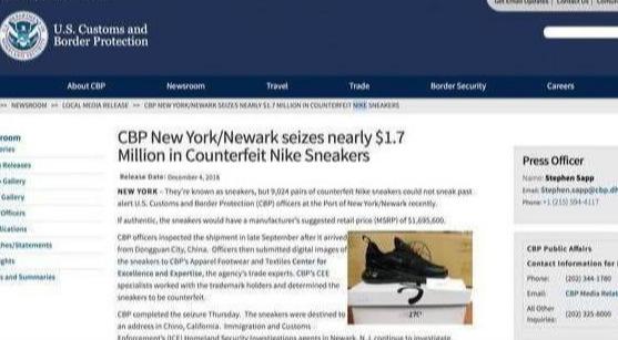 假鞋去国外真的会被查吗,460万美国海关查获莆田鞋