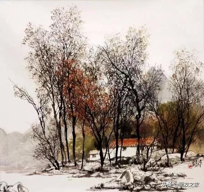 江南梦里水乡主题国画,田园生活国画