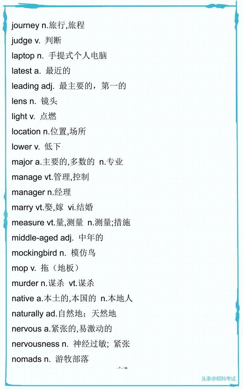 中考英语高频考点单词大全,初中英语阅读理解单词