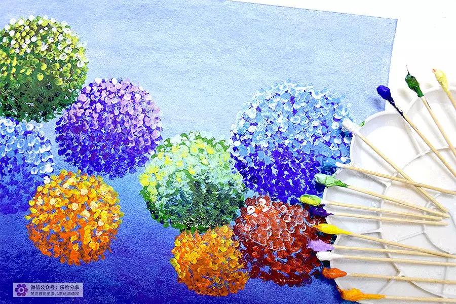 水粉点画法风景图片,水粉点画法风景