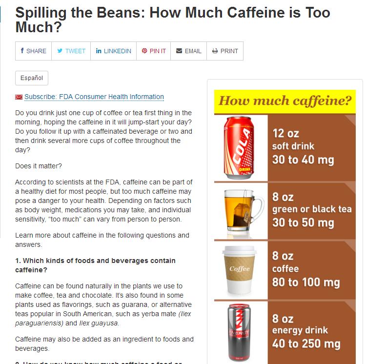 每天摄入800mg咖啡因会怎么样,fda警告信3次