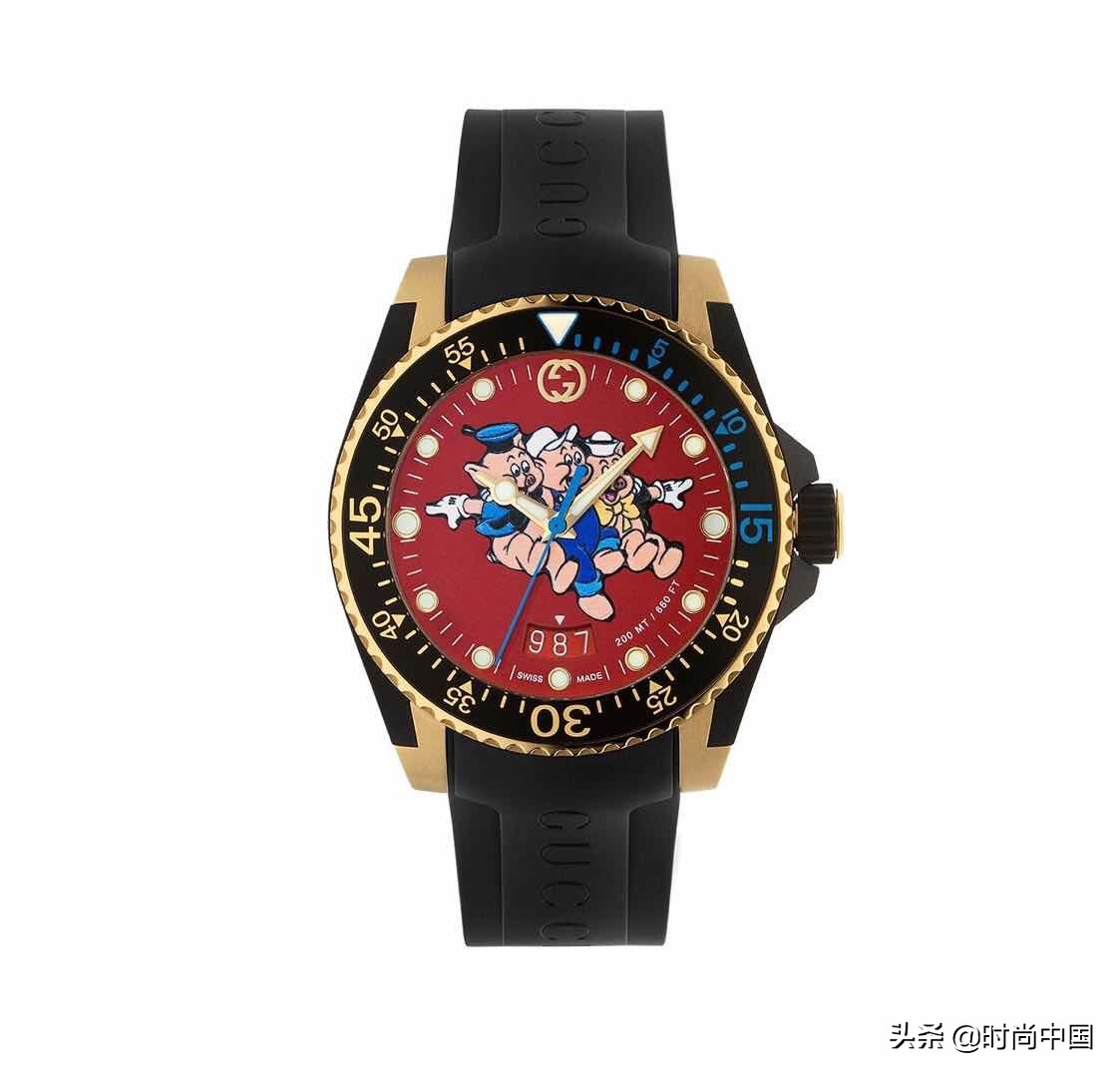 gucci经典黑色腕表,gucci高定腕表