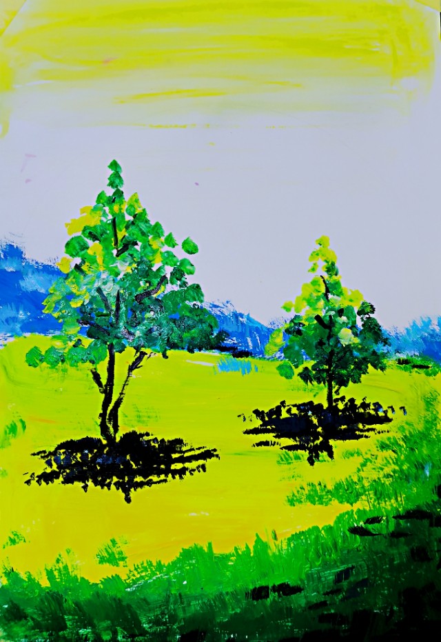 儿童画基础教程风景,色粉画教程风景简单儿童