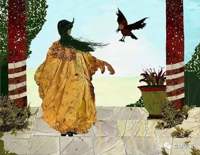 落叶拼贴画图片大全,落叶和花草拼贴画