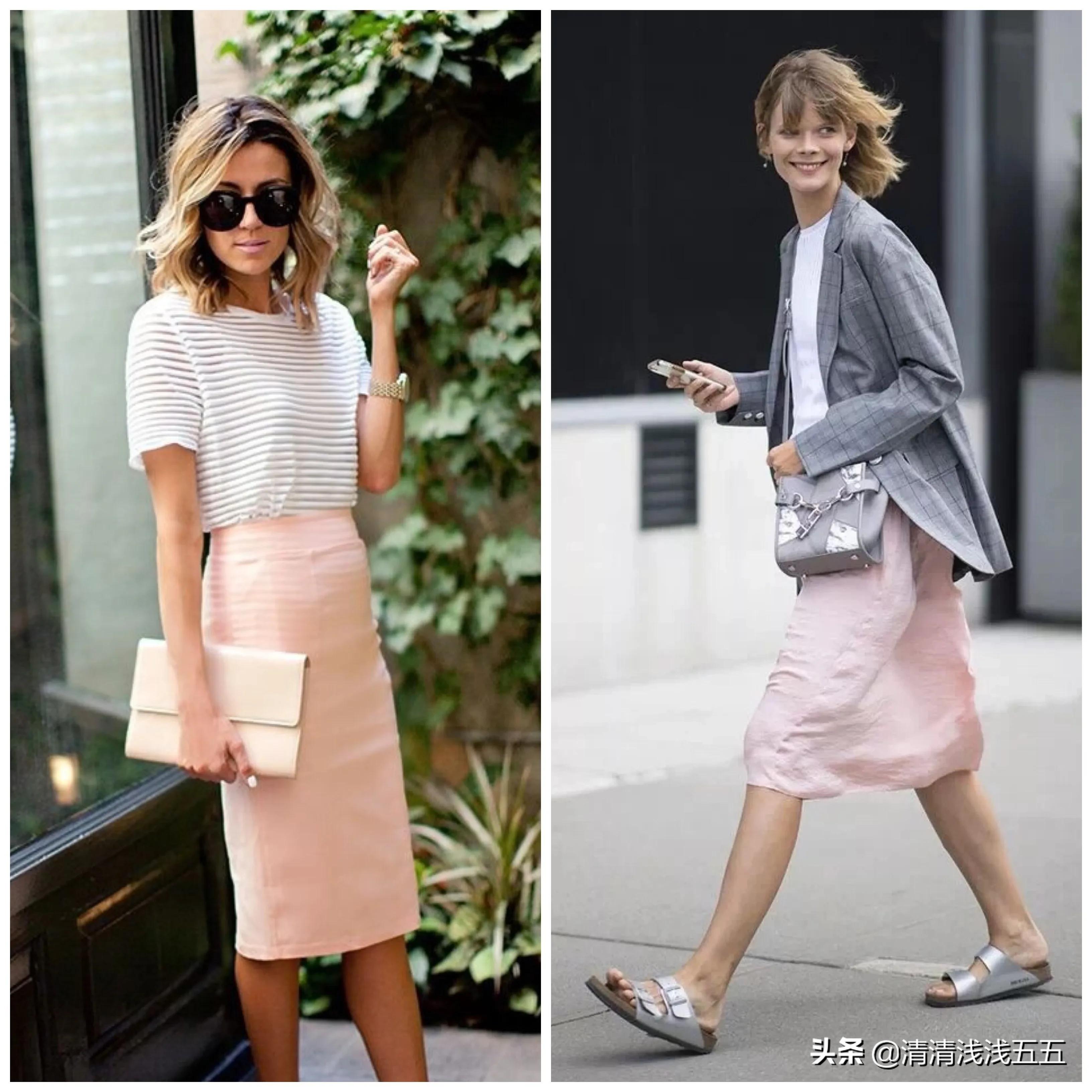 三木粉色系搭配,粉色系裙子搭配