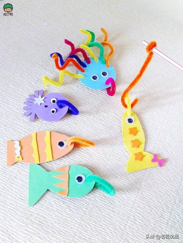 手工做小钓鱼竿玩具,怎么做钓鱼小玩具