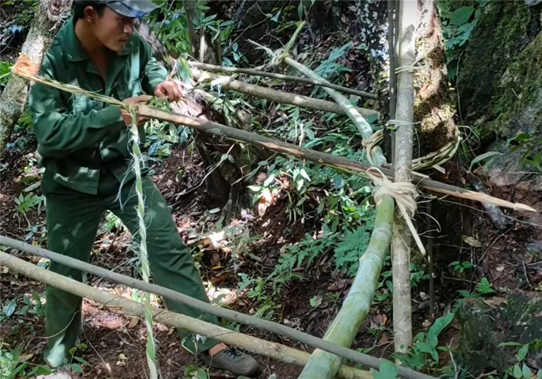 小伙太狠心!制作了一把3米长的弓弩,射中一只30斤的豪猪