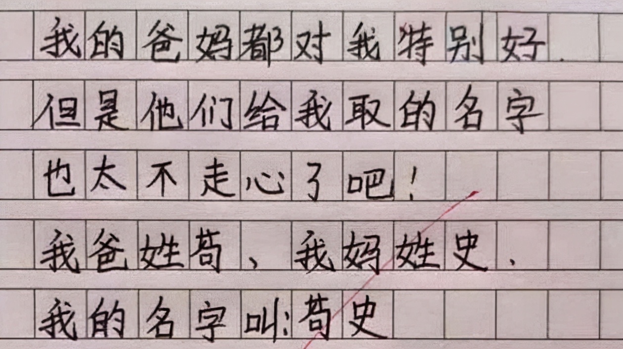 小学生因姓名简单爆红连名带姓,小学生名字因两笔走红