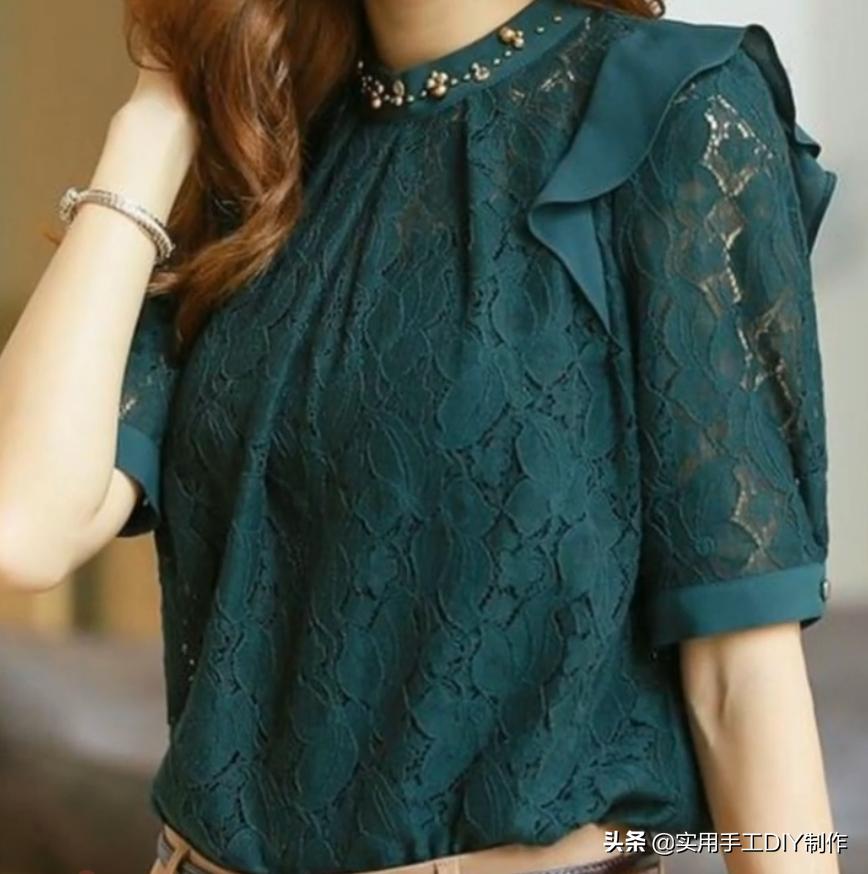 衬衫蕾丝上衣女设计感,新款设计感小众女装长袖蕾丝衬衫