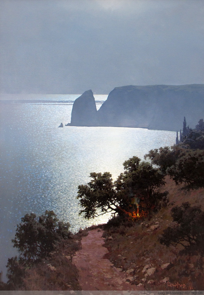 俄罗斯画家画油画海景风景,尤恩乌格罗油画风景作品