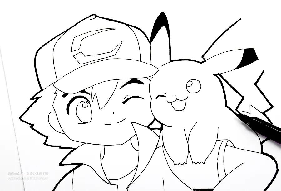 儿童画皮卡丘创意画图片,皮卡丘的简笔画儿童画大全