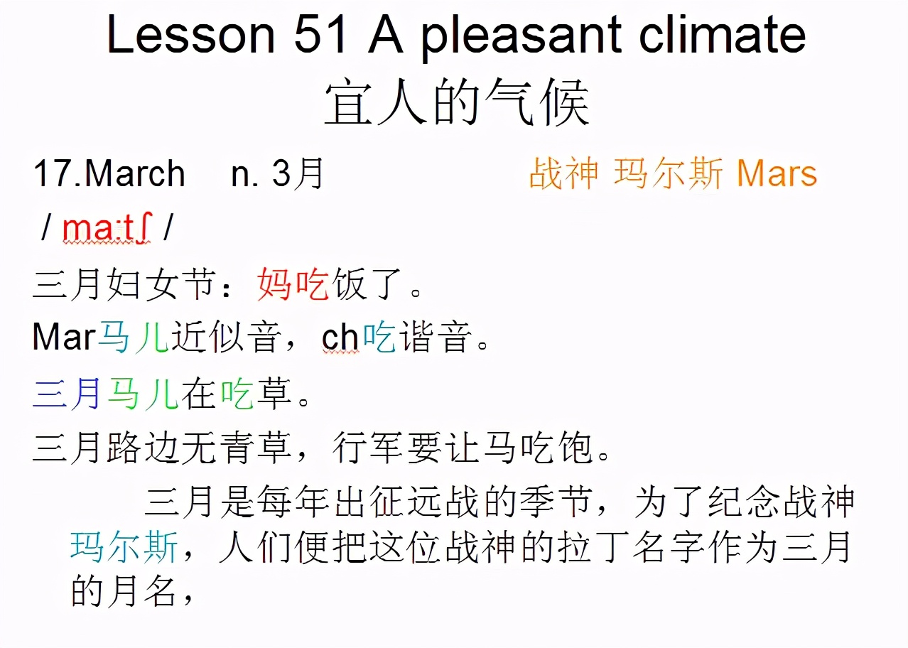 新概念英语第一册，音标课件自学整理Lesson51Apleasantclimate