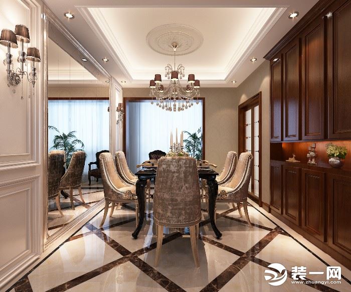 西安鲁班装修风格效果图,90平米宫廷风格装修