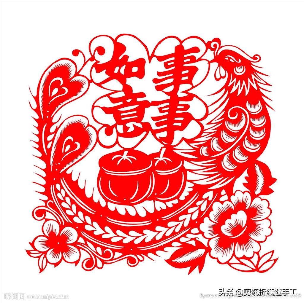 凤凰剪纸百鸟之王,凤凰剪纸100幅图片