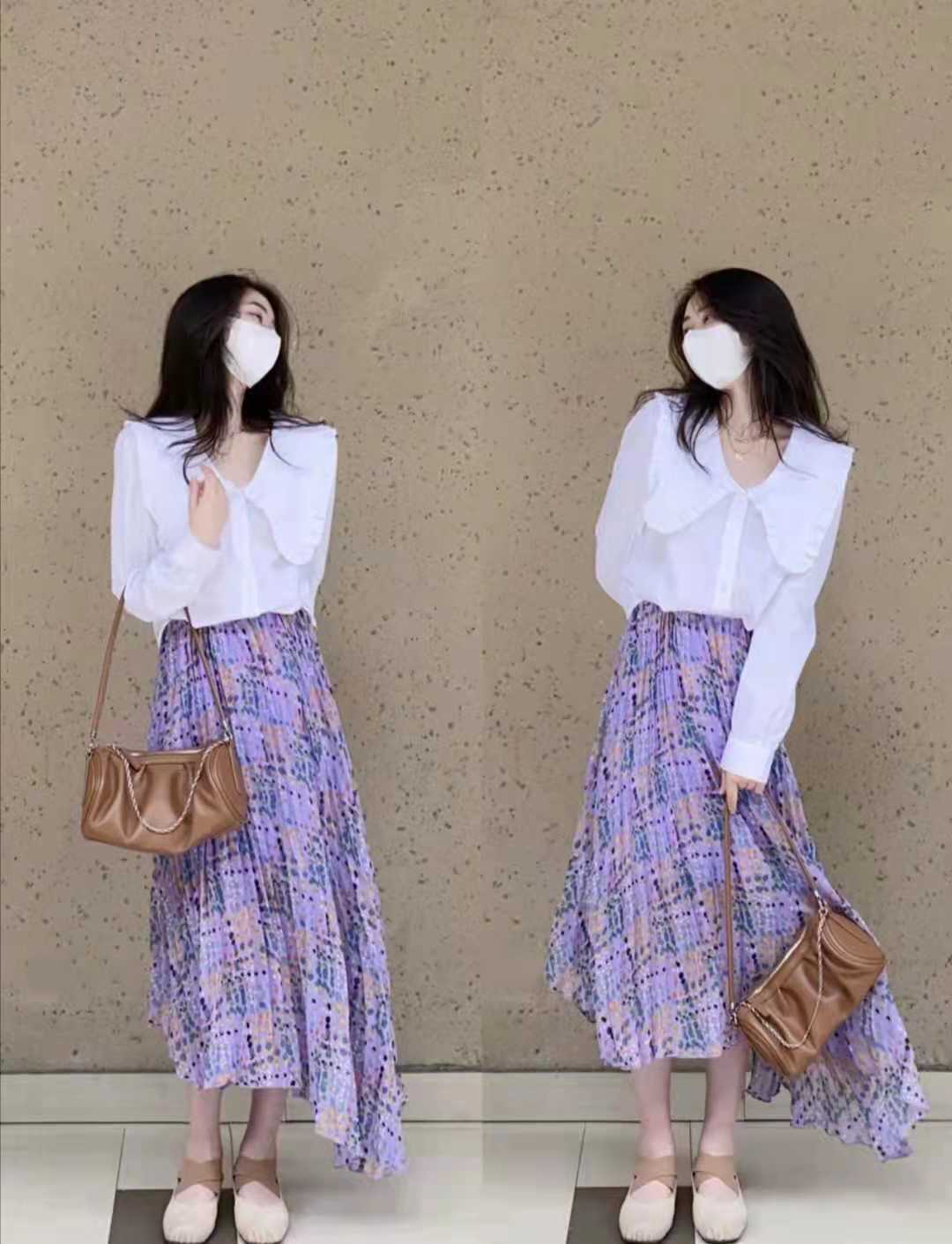 碎花半身裙搭什么鞋子最好看,紫色碎花裙半身裙配什么颜色上衣