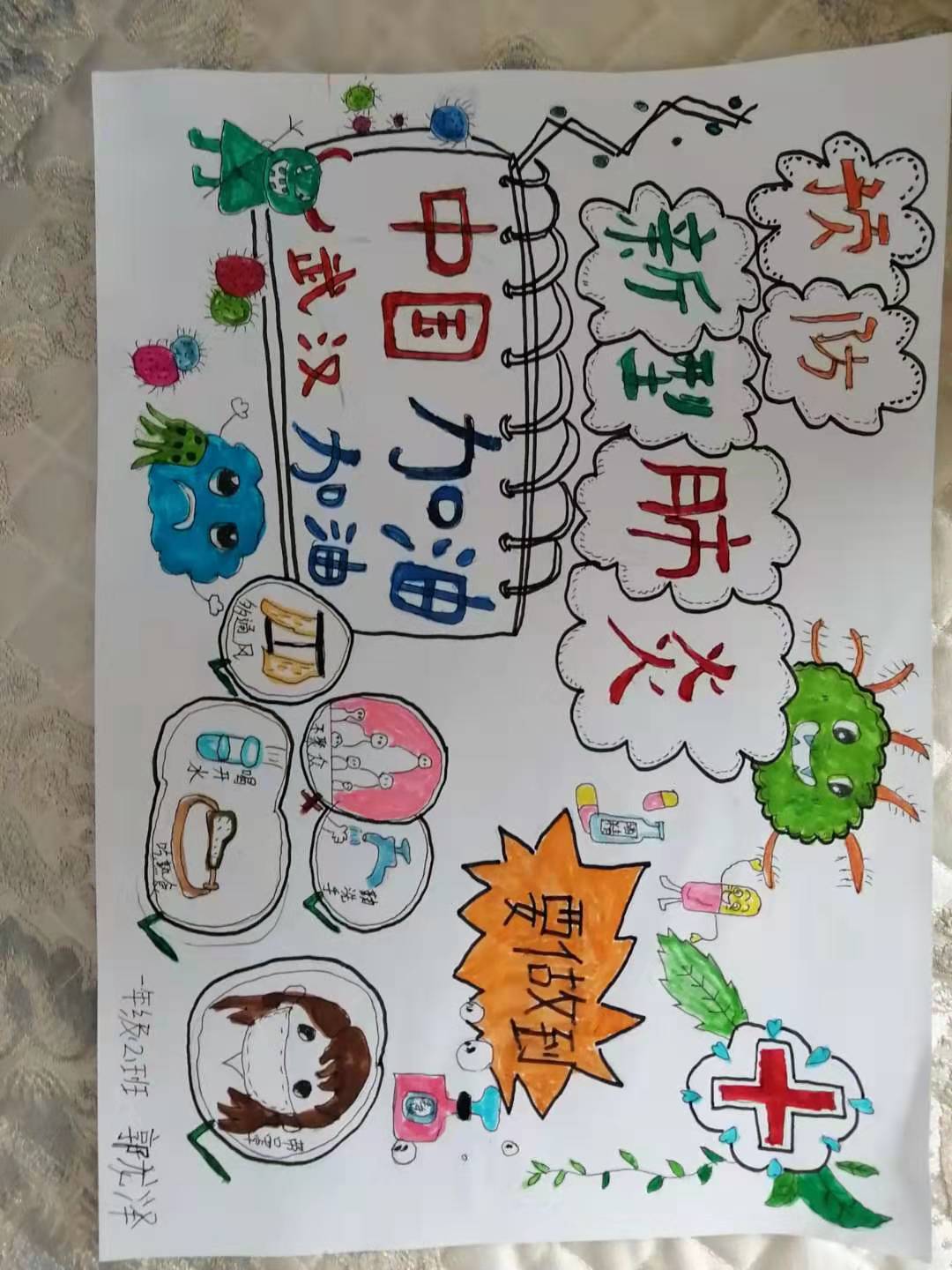 防疫不松懈我们在行动绘画图片,防疫行动宣传绘画