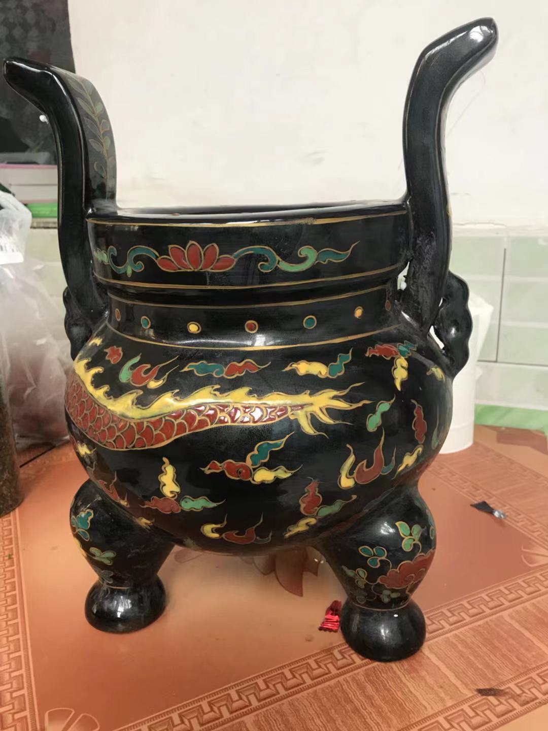 乌金釉老窑图片,乌金釉三足炉真品图片