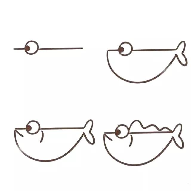 小鱼怎么画简笔画又好看,小鱼简笔画简单又好看幼儿园