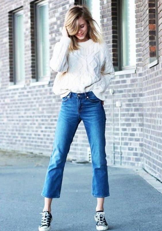 短上衣喇叭裤怎么搭配鞋子,宽松t恤搭配长打底裤穿什么鞋子