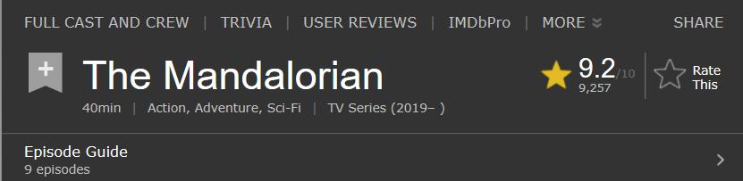 迪士尼+首部星战原创剧开分9.3！网飞还能保住铁王座吗？