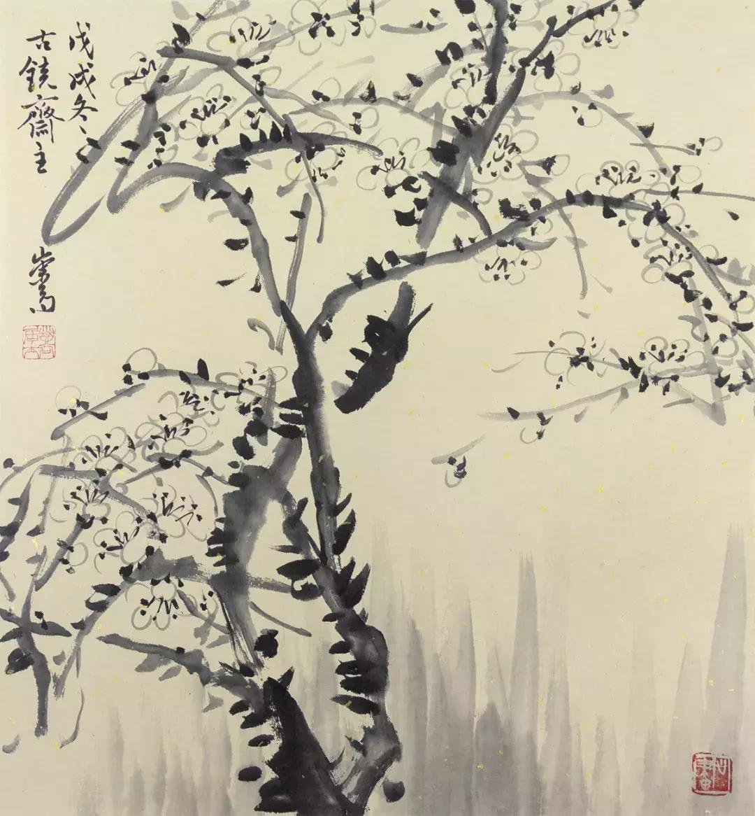 梅兰竹菊国画中的山石画法,梅兰竹菊国画写意教学视频