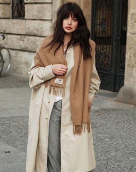 街拍围巾的摆法,街拍长围巾搭法