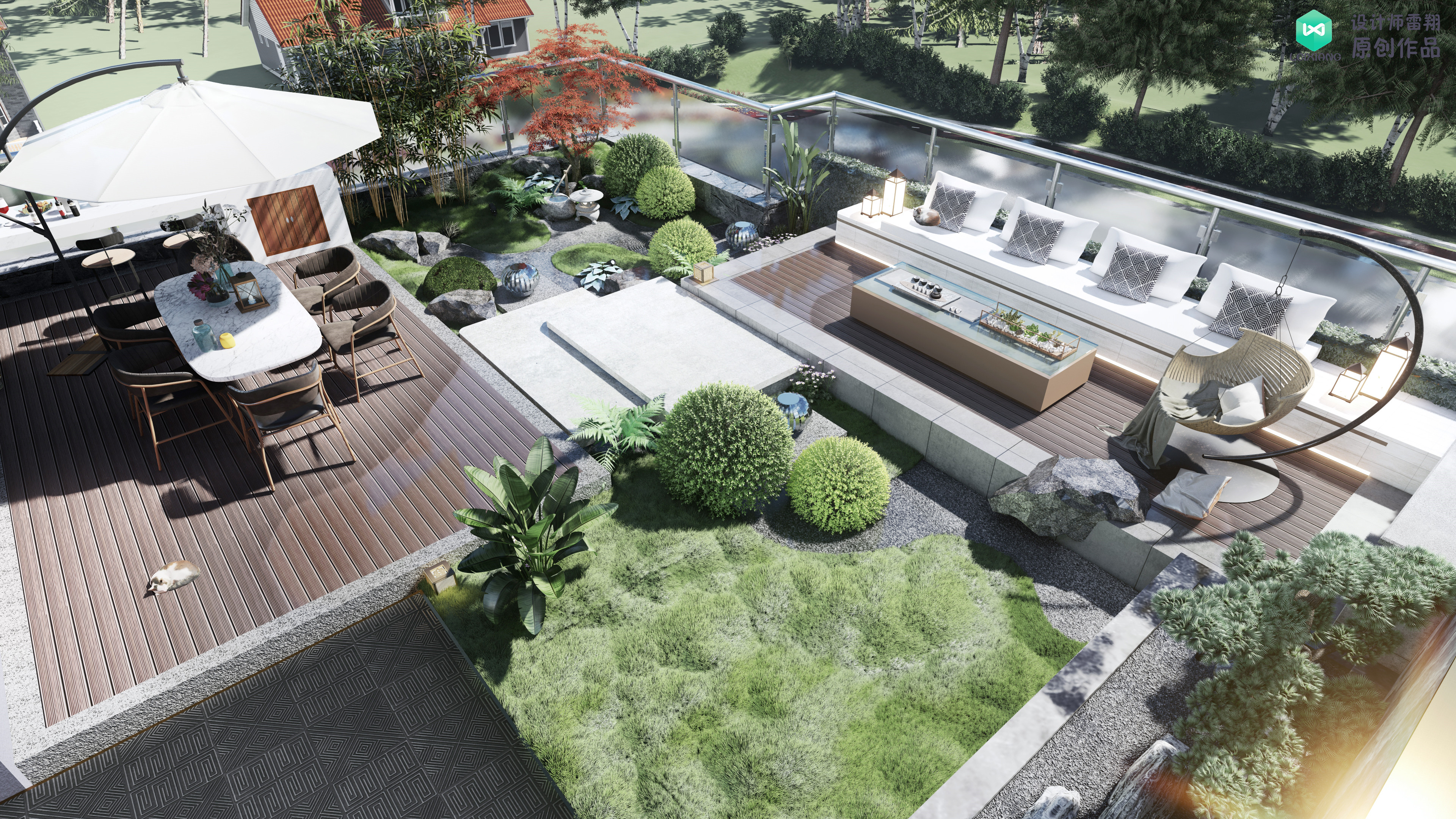 露台花园水泥地面如何铺装,水泥大露台如何改造好看