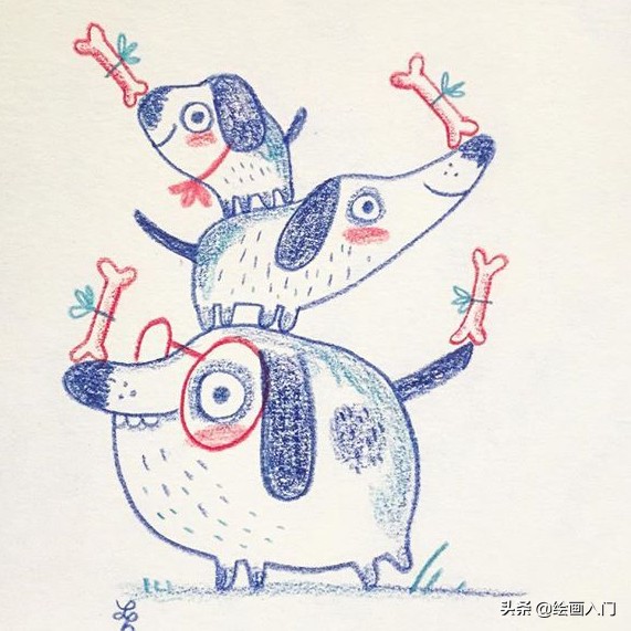 彩铅小动物插画简单,彩铅插画小动物手绘