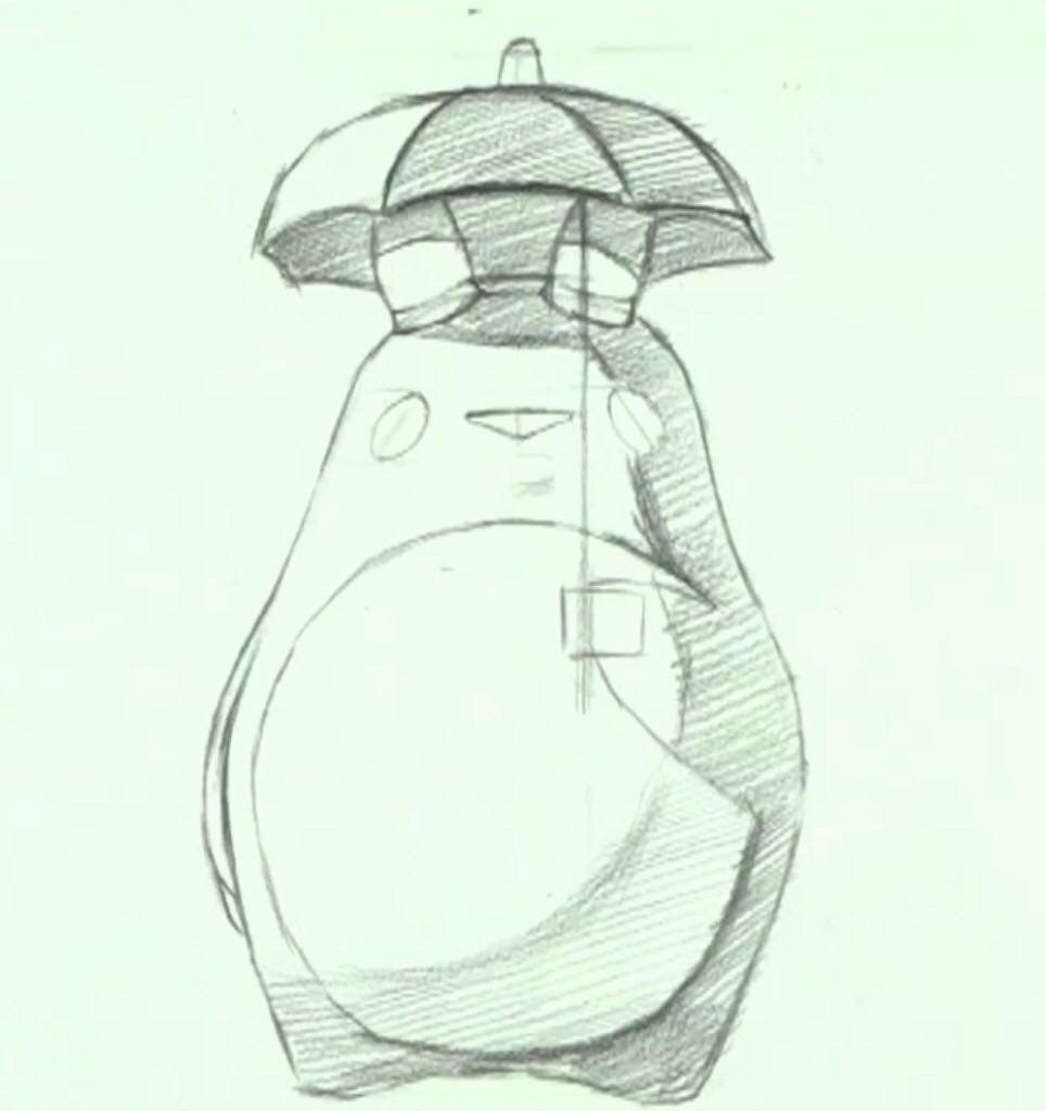 龙猫宫崎骏撑伞画画,宫崎骏动漫龙猫场景手绘铅笔