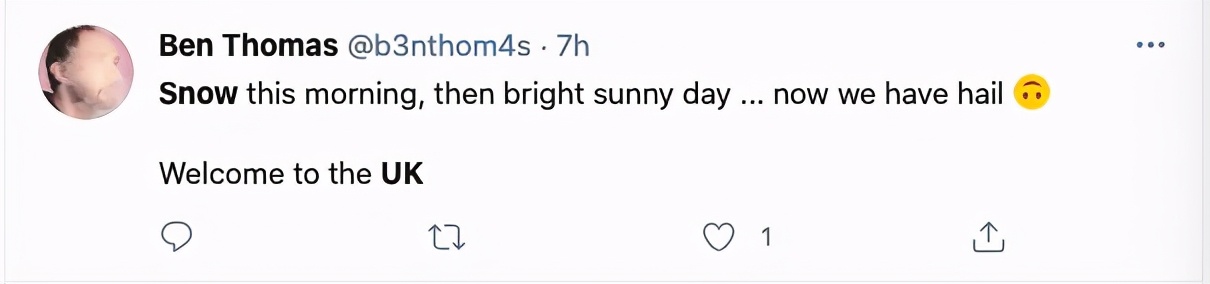 昨天比基尼!今天下雪!英国的天气能有多奇葩?