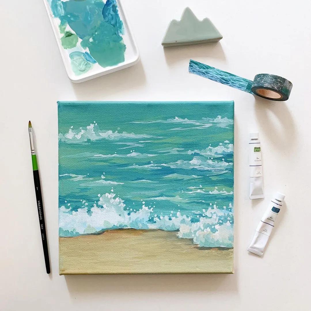 超美水彩画治愈,韩国女孩画画