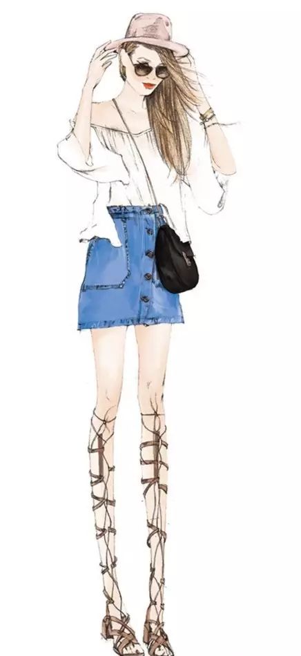 服装设计师画手稿视频,可爱的小插画手绘女孩服装