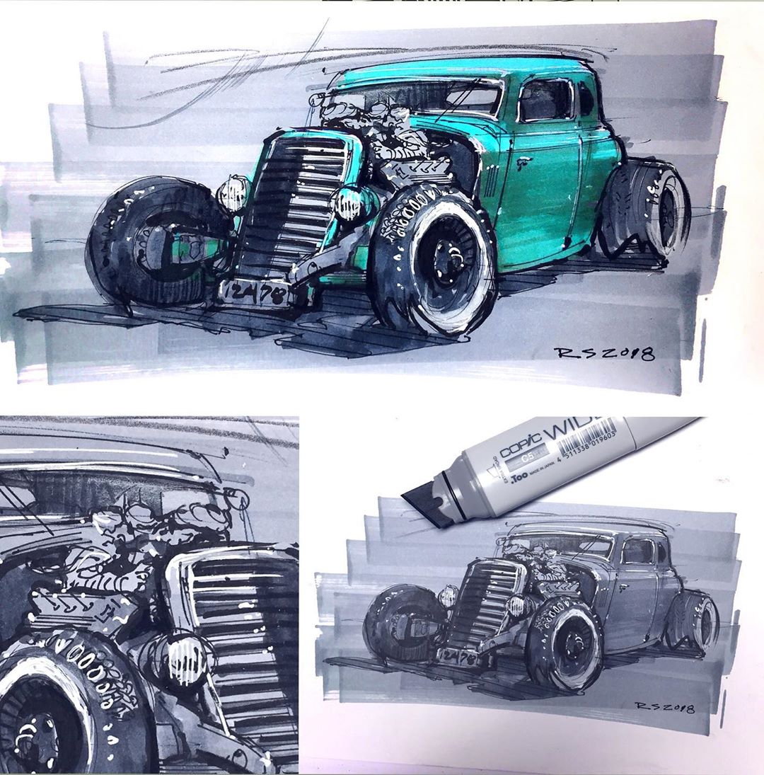 手绘酷炫汽车,从零开始汽车手绘