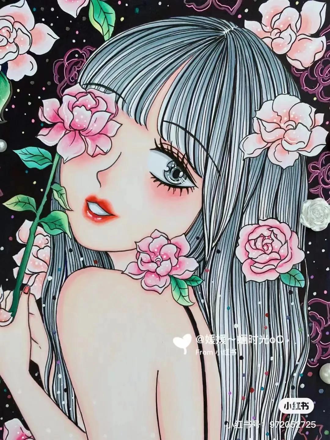 色彩缤纷的马克笔装饰画,60色的马克笔画简单的动漫画