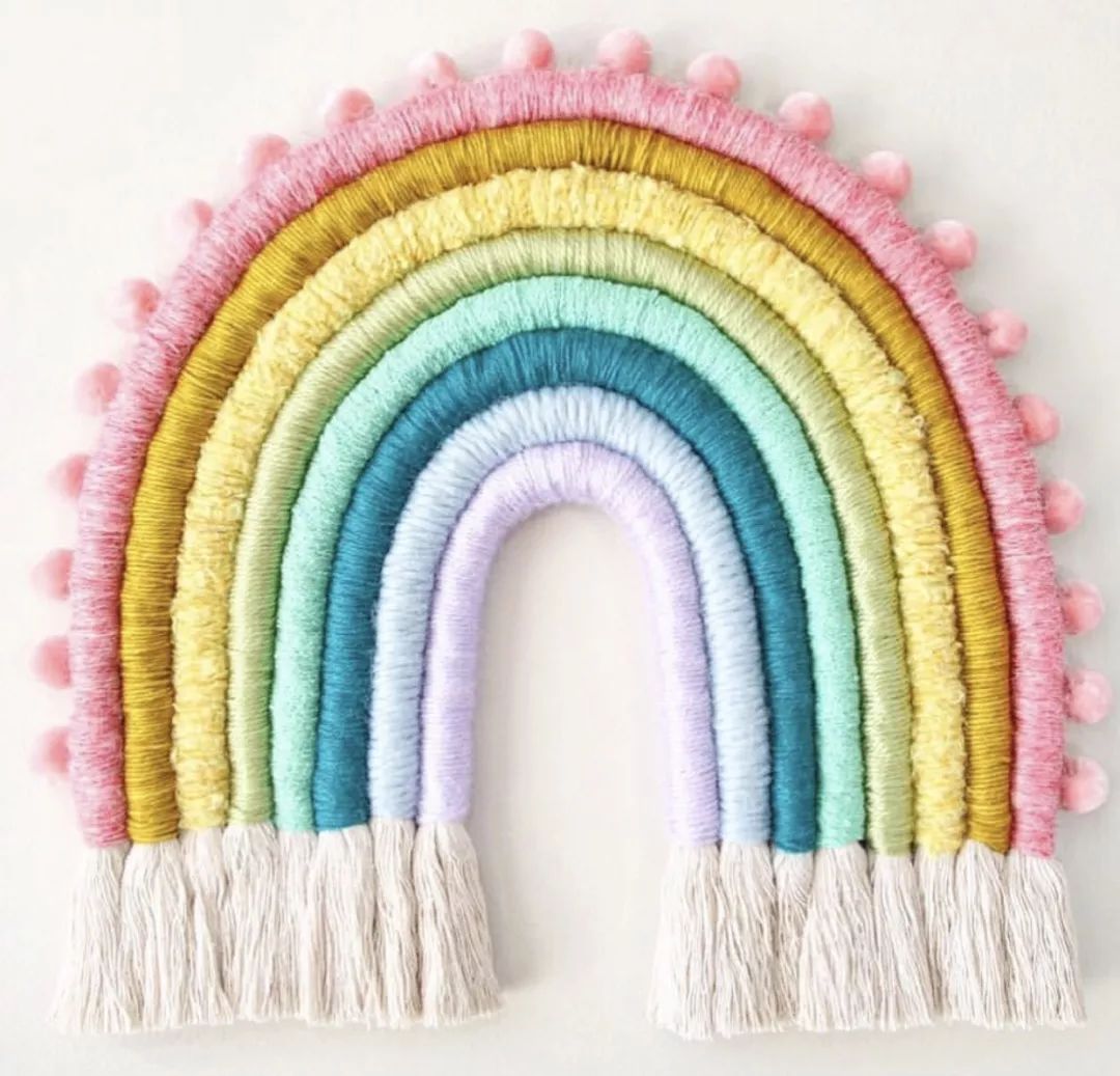 自制漂亮的挂毯,做彩虹云朵挂坠