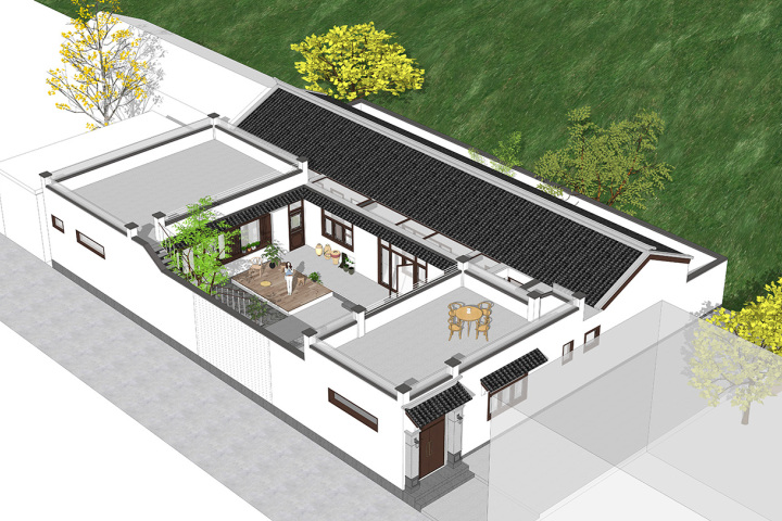 三层新中式别墅全套设计图纸,新中式合院别墅户型图纸