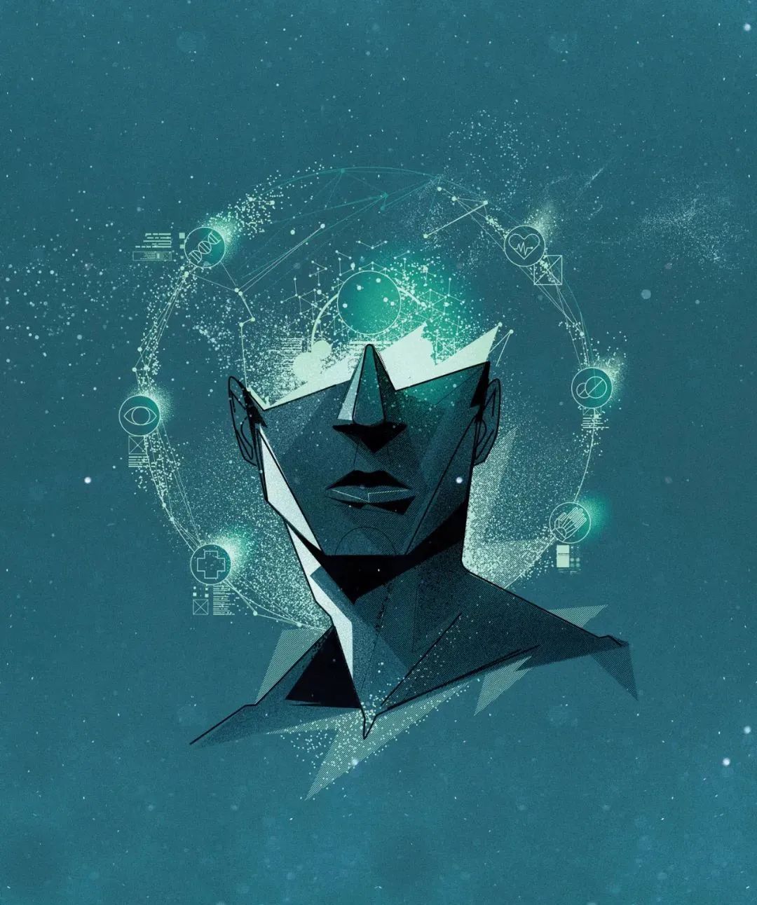 画面冲击感强烈的插画,这种手绘插画是用什么笔画的