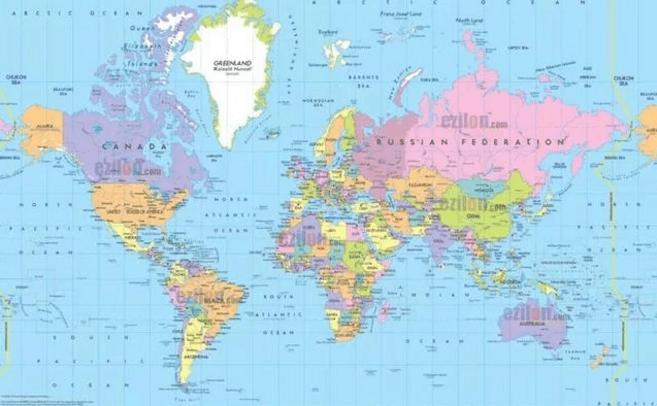 完整版世界地图各国名称下载,世界各国使用的世界地图