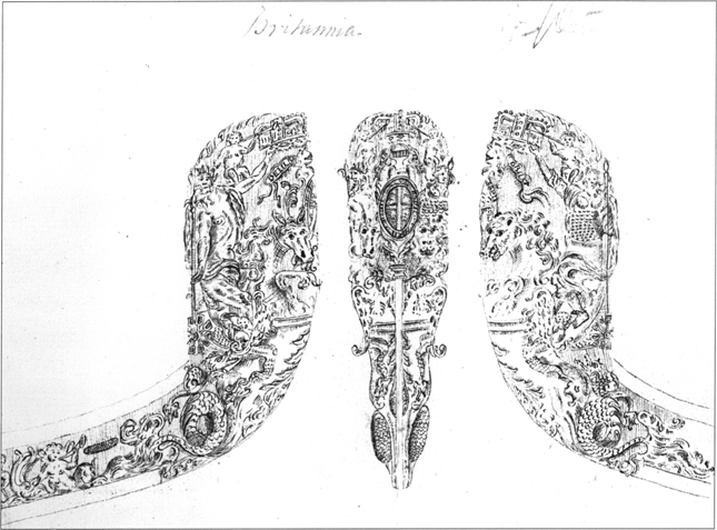 王权象征图,英国18世纪海军风帆战舰设计图