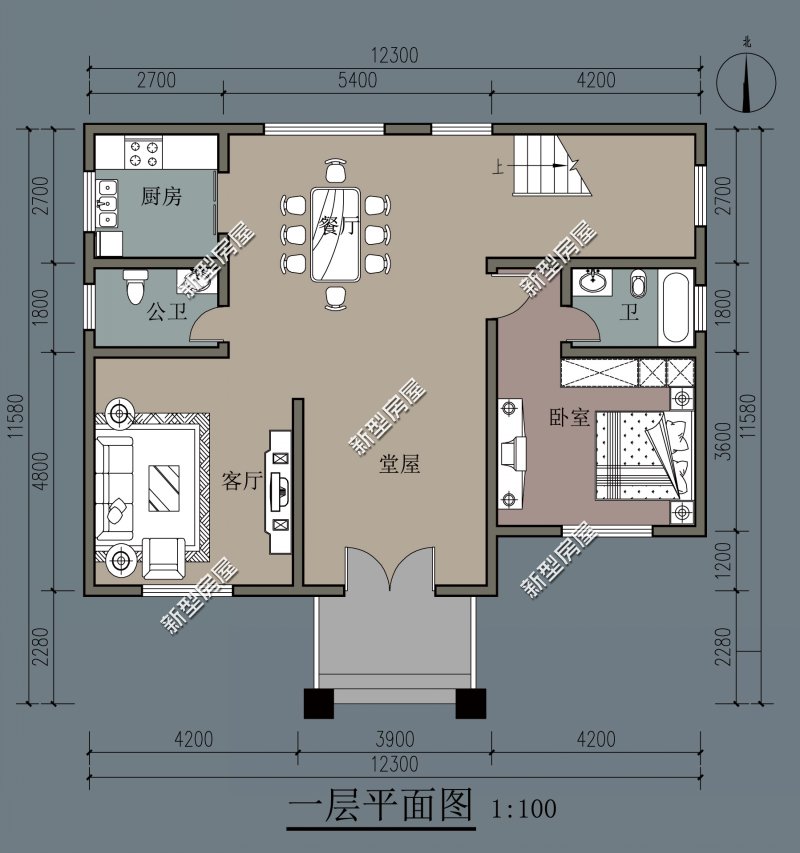 11x10米三层带堂屋自建房设计图纸,农村11x13米带堂屋三层自建房图纸