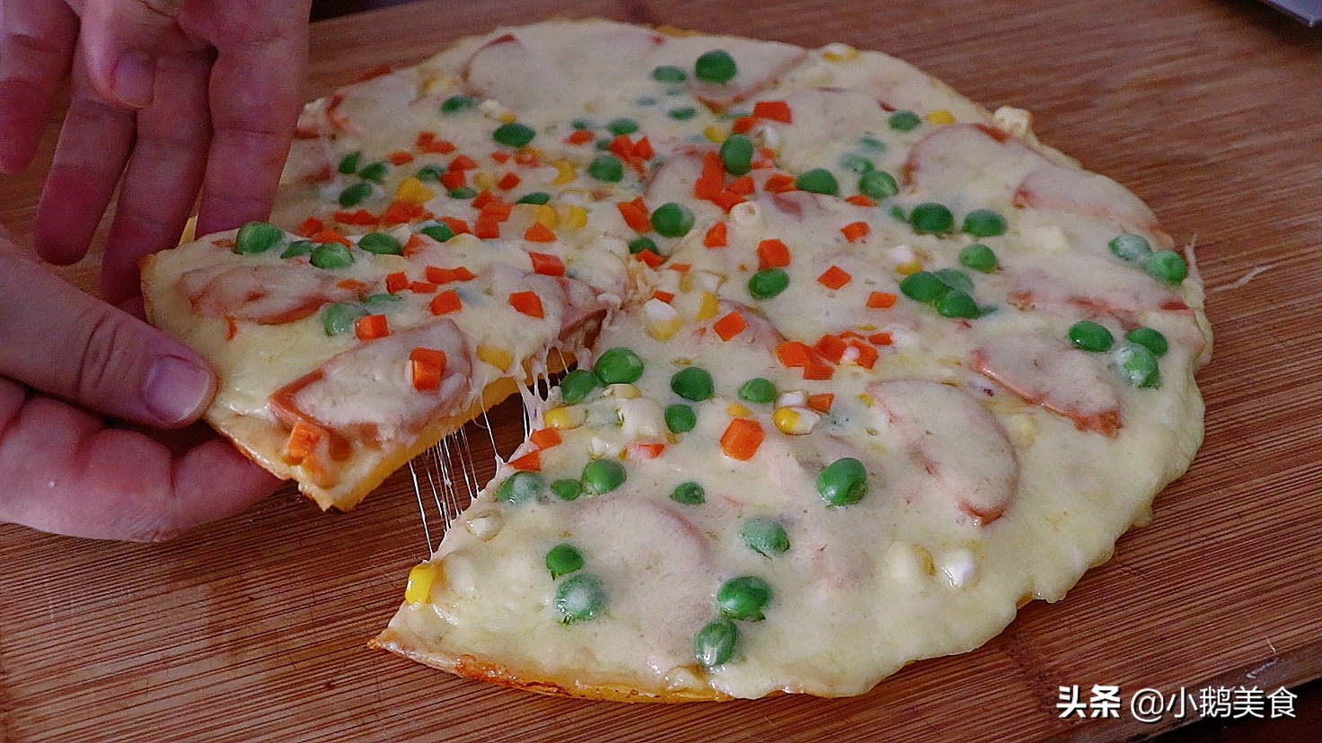 用玉米做披萨不用揉面,自制披萨不用高筋面粉