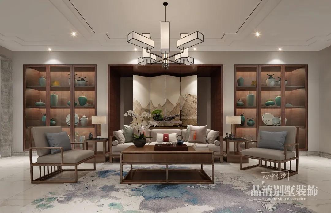 轻奢新中式风格装修效果图,新中式轻奢风格柜子效果图