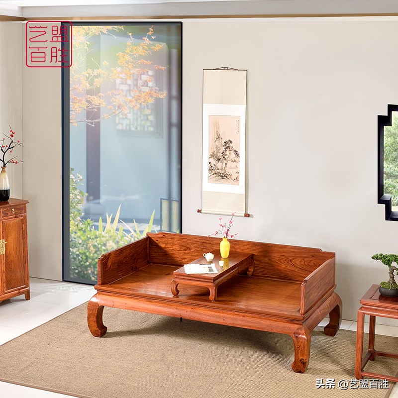 明清黄花梨罗汉床精品,明清黄花梨四扇屏风