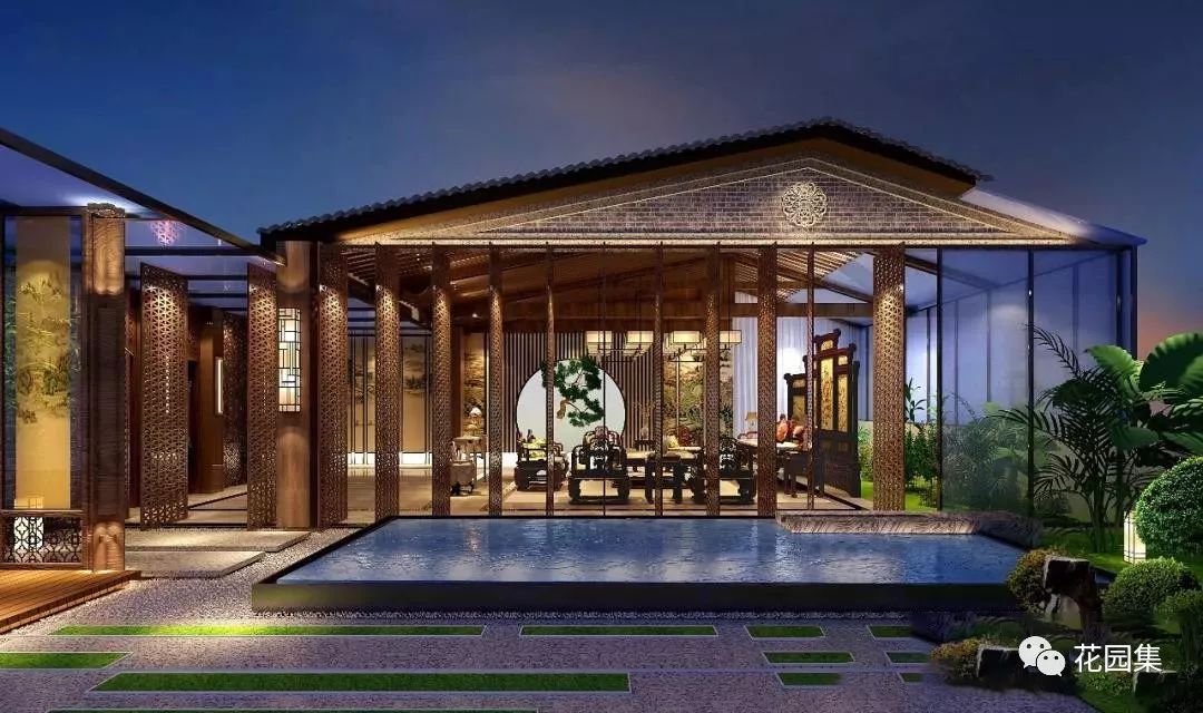 园林式办公区效果图,办公区花园景观设计