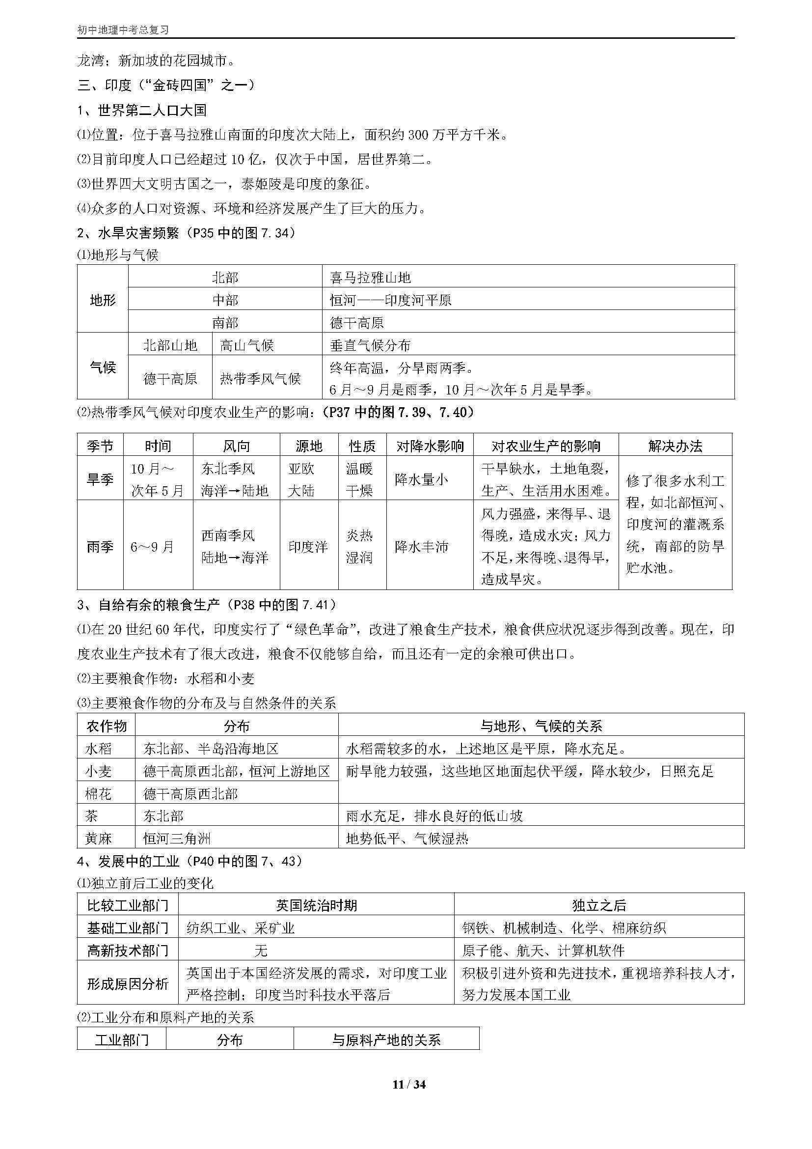 初一地理中考复习资料人教版,初中地理中考知识点总复习人教版