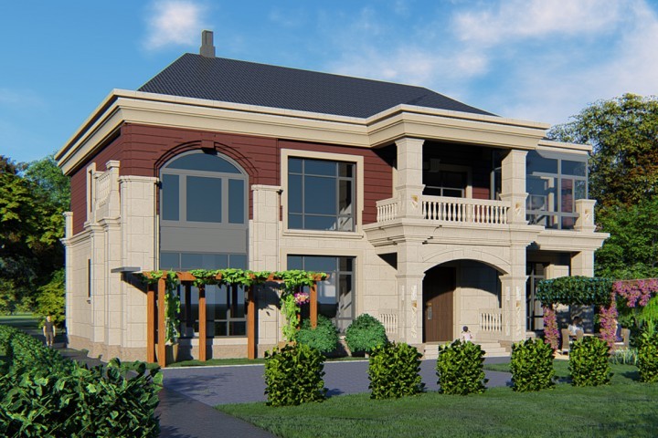 河北邯郸农村双拼二层别墅,邯郸农村二层半别墅设计图