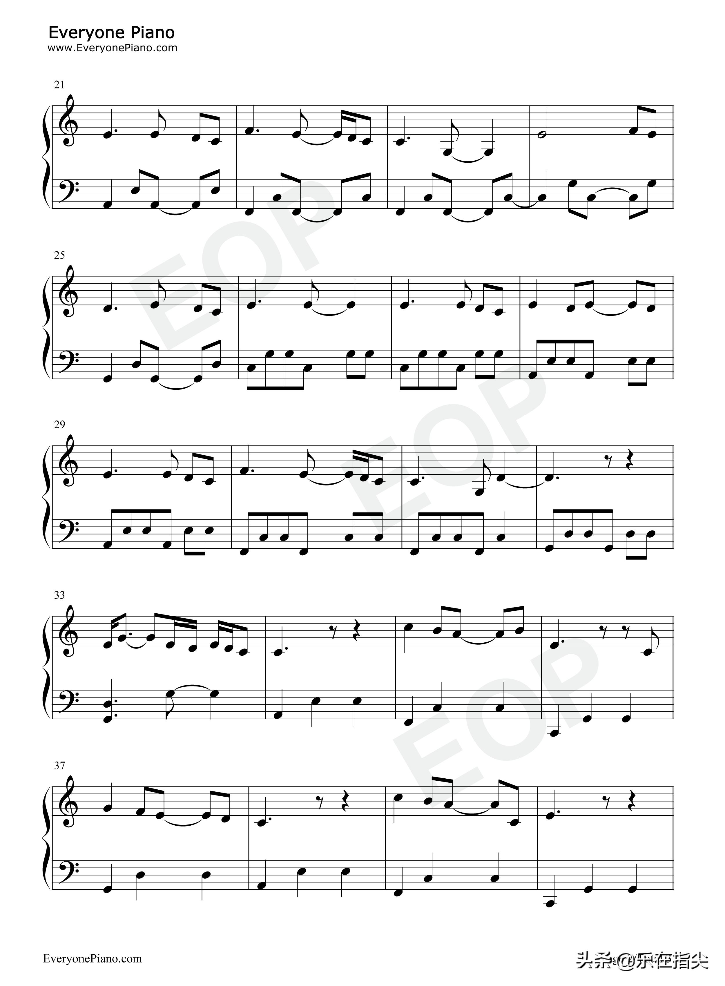 perfect钢琴五线谱完整版,c调钢琴五线谱大全